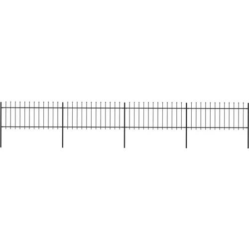 vidaXL Vrtna ograja s koničastimi vrhovi jeklo 6,8x0,8 m črna
