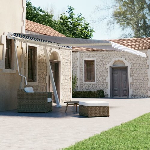 Tenda samostojeća automatska tenda 450 x 300 cm plavo-bijela Cijene