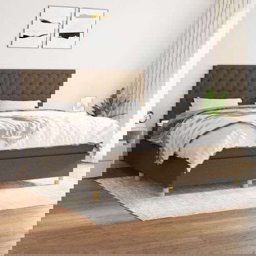  The Living Store Box spring postelja z vzmetnico temno rjava 180x200 cm blago - Box Spring Postelja, (21455875) Cene
