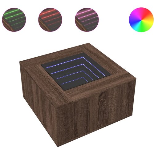 Maison Chic Klubska mizica - kavna mizica - Nizka mizica LED rjavi hrast 60x60x40 cm inženirski les, (21754631) Cene