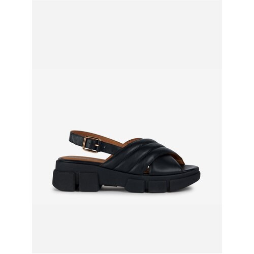 Geox Black Women&amp;#039;s Leather Sandals on Platform - Women Slike