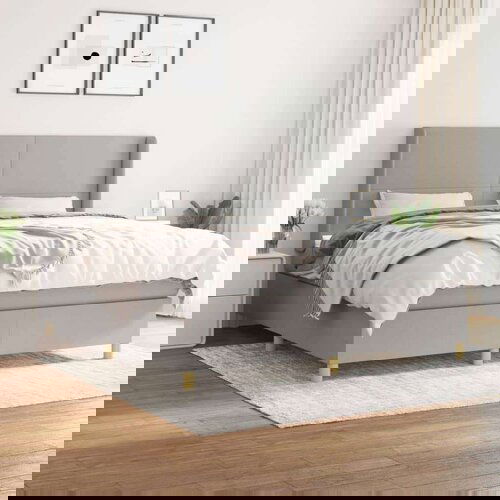  Box spring postelja z vzmetnico svetlo siva 160x200 cm žamet, (20846713) Slike