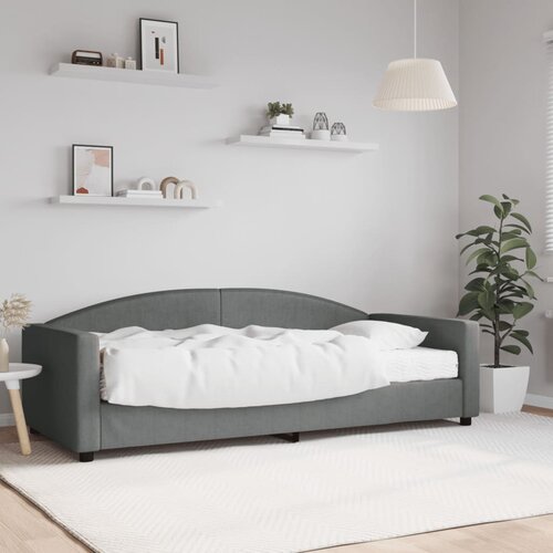 VidaXL Dnevna postelja z vzmetnico temno siva 90x200 cm blago Slike