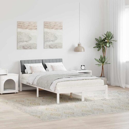 VidaXL Okvir kreveta s uzglavljem Bijela i svijetlosiva 120 x 190 cm Slike