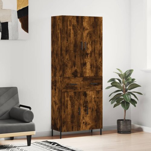 vidaXL Visoka komoda dimljeni hrast 69 5x34x180 cm konstruiranog drva Cijene