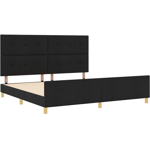  Krevetna konstrukcija s uzglavljem Crna 200 x 200 cm tkanina Slike