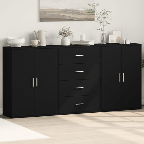 VidaXL Komoda 3 kom crna 60x31x84 cm od konstruiranog drva Slike