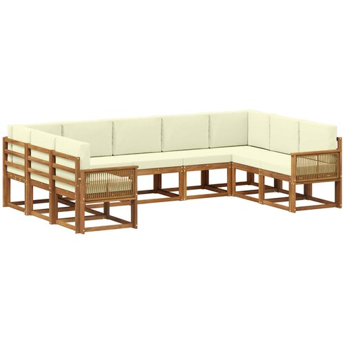 vidaXL Zunanja garnitura za sedenje z blazino 9 pcs Naravna in smetana, (5000280520) Cene