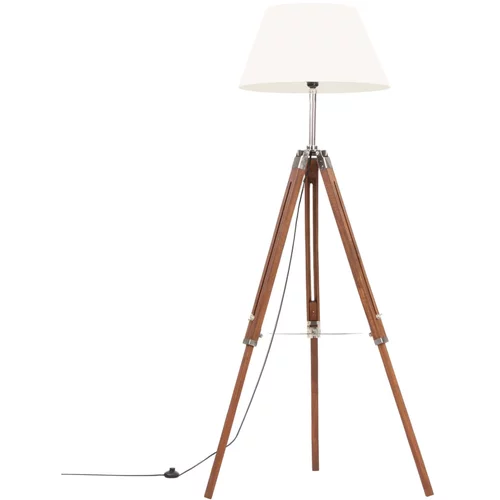 vidaXL Podna svjetiljka s tronošcem medeno-bijela od tikovine 141 cm