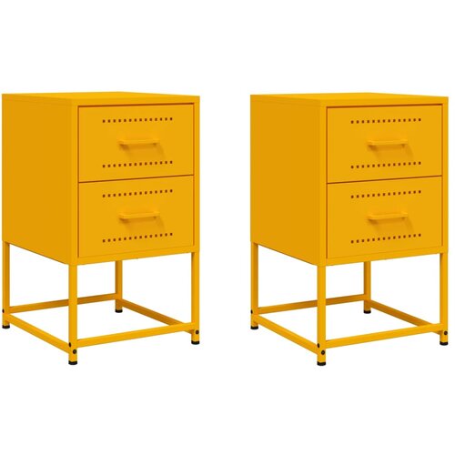 Maison Chic Dvo delni komplet Nočne omarice - Nočne mize gorčično rumena 36x39x60,5 cm jeklo, (21688858) Slike