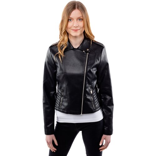 Glano Women&amp;#039;s Leatherette Jacket - Black Slike