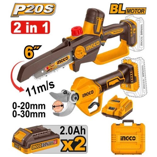 Ingco neto bf cosli250795e aku ba&amp;Scaron;tenski set (testera+makaze) super ( COSLI250795E ) Slike