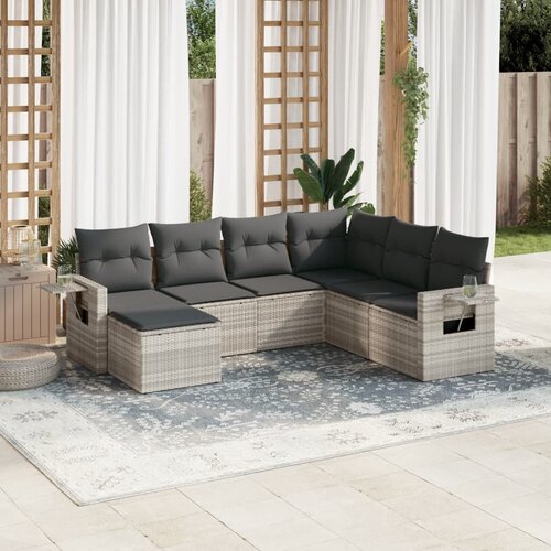 vidaXL 7-dijelni set vrtnih sofa svjetlosivi od poliratana Cijene