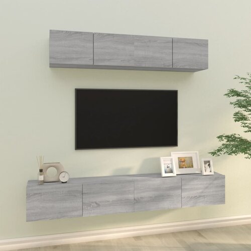  4-dijelni set TV ormarića sivog sonome konstruirano drvo Cene