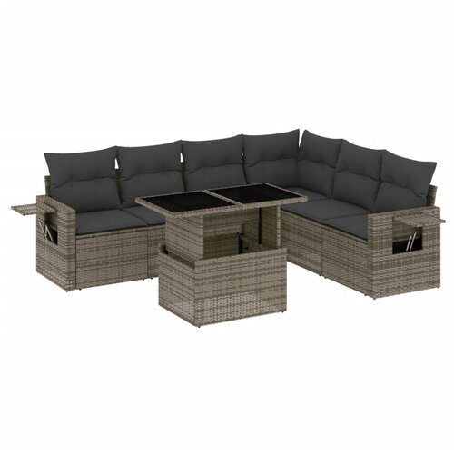 Maison Chic Seti vrtnega pohištva - Vrtna garnitura - Vrtni pohištvo set 7-delna z blazinami siv poli ratan, (21801343) Cene