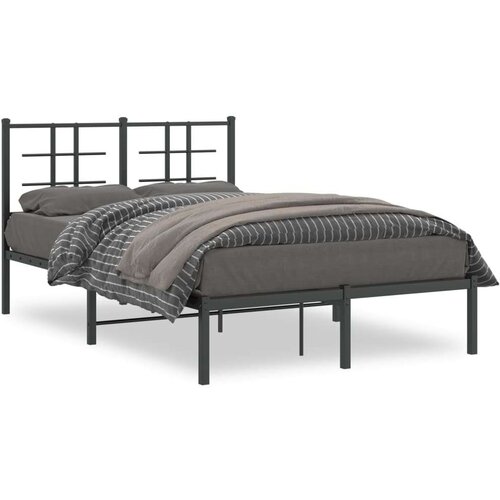 Metalni okvir za krevet s uzglavljem crni 120x190 cm Slike