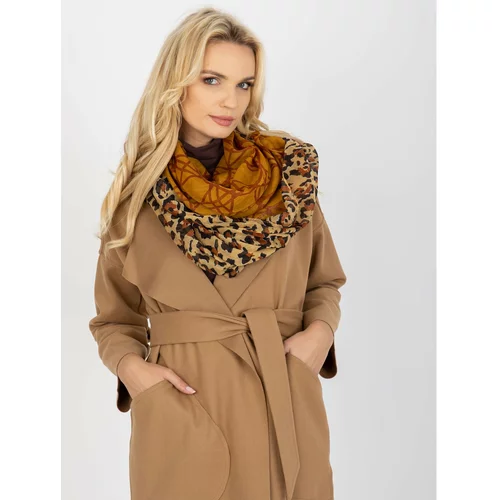 Fashion Hunters Camel-yellow scarf with prints