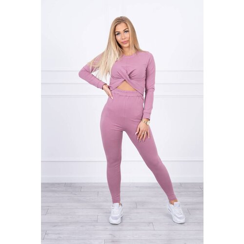 Kesi Set with frills on a dark pink blouse Slike