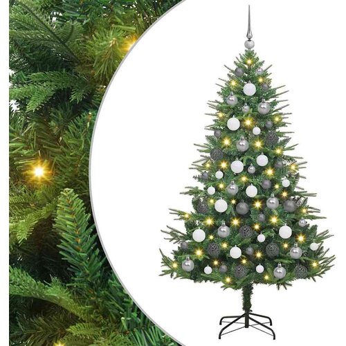 vidaXL Umjetno božićno drvce s rasvjetom i setom kuglica Zelena 180 cm Cijene