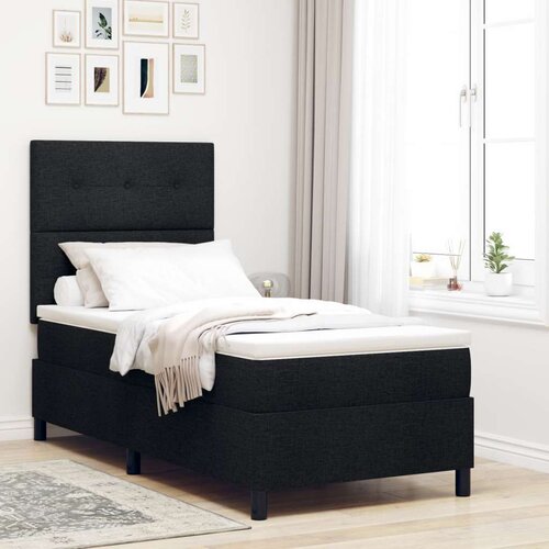  Box Spring postelja z vzmetnico & LED Črna 90x190 cm Tkanina, (22067015) Cene