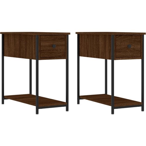 Maison Chic Dvo delni komplet Nočne omarice - Nočne mize rjavi hrast 30x60x60 cm inženirski les, (21688917) Slike