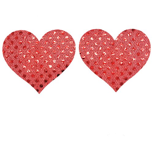 SuperLove Heart Nipple Covers Sequin Red Slike