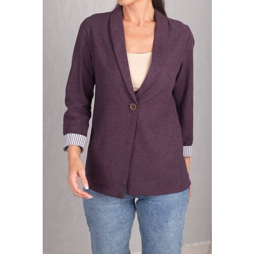 Armonika Women&amp;#039;s Plum Striped One-Button Jacket Slike