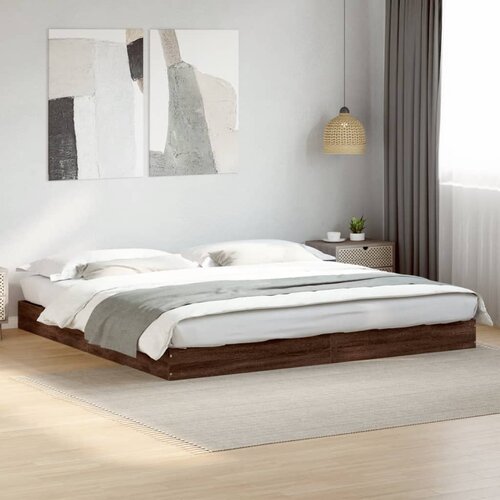Furnova Posteljni okvir brez vzmetnice rjavi hrast 200x200 cm inž. les, (21935655) Slike