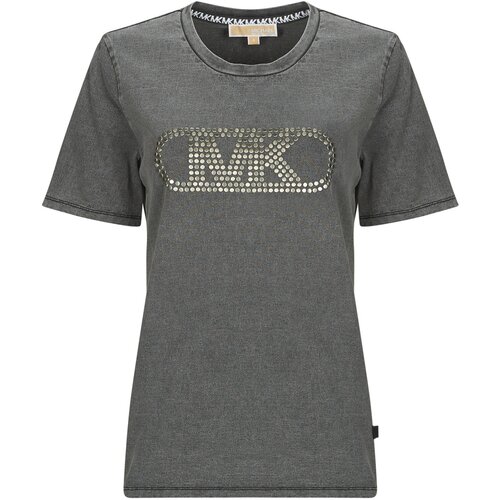 Michael Kors Majice s kratkimi rokavi CROP GWSH EMPIRE STUD TEE Črna Slike