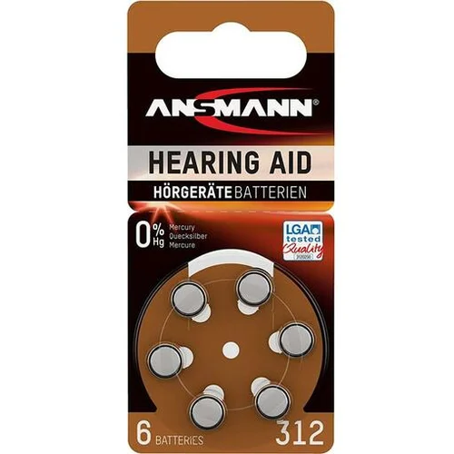 Ansmann 1x6 Zinc-Air 312 (PR 41) Hearing Aid Batteries