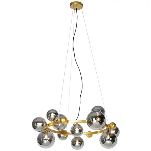 QAZQA Art Deco viseča svetilka zlata z dimnim steklom 12 lučk - David