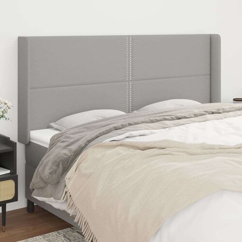  Uzglavlje s u&amp;scaron;ima svjetlosivo 203x16x118/128 cm od tkanine Slike