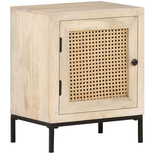 The Living Store Nočna omarica 40x30x50 cm trden mangov les in naravni trst - Nočna Omarica, (21433550) Slike
