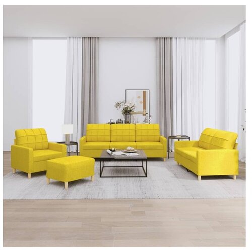 vidaXL 4-dijelni set sofa s jastucima svjetložuti od tkanine Cene