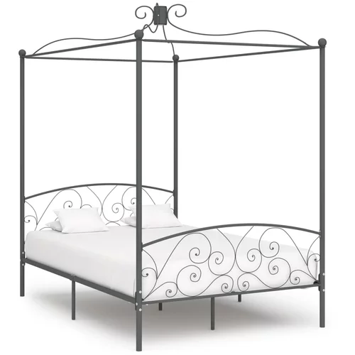  za krevet s nadstrešnicom sivi metalni 140 x 200 cm