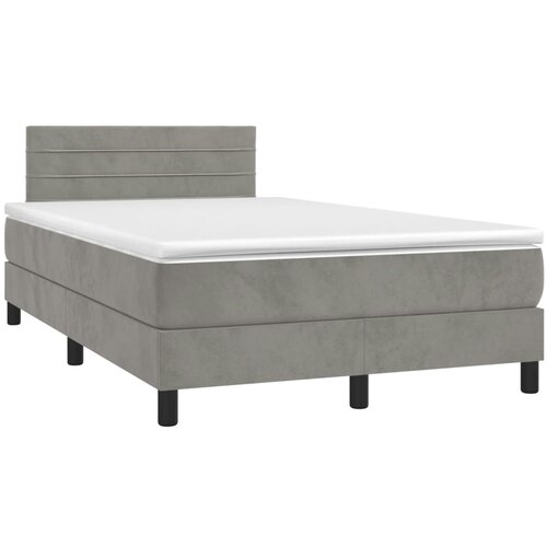 vidaXL Box spring postelja z vzmetnico LED sv. siva 120x190 cm žamet Cene