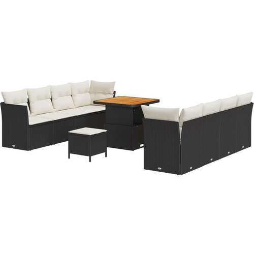  Set od 11 dijelova vrtnih sofa s jastucima crna poliratan akacija  set od 3 dijela vrtne blagovaonice s jastucima crna poliratan Cijene