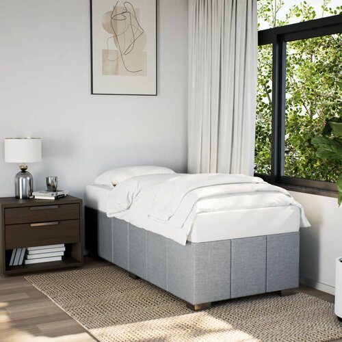 VidaXL Posteljni okvir svetlo siv 90x190 cm blago Slike