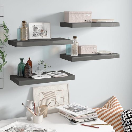 VidaXL Plutajuće zidne police 4 kom sjajne sive 50 x 23 x 3,8 cm MDF Slike
