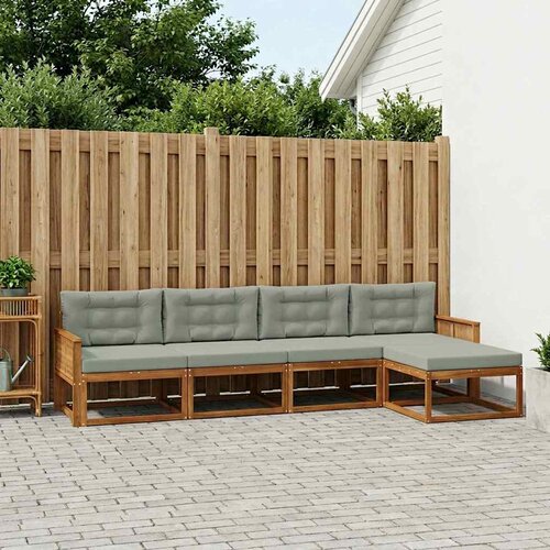  Set vanjskih sofa 5 kom. Prirodna i Svjetlosiva Slike