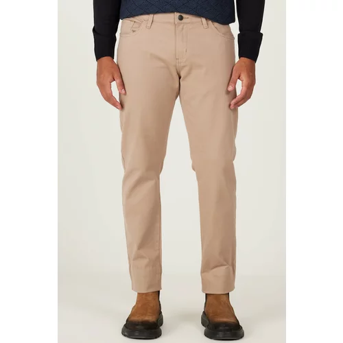 AC&Co / Altınyıldız Classics Men's Beige Slim Fit Slim Fit 5 Pocket Cotton Canvas Flexible Chino Trousers