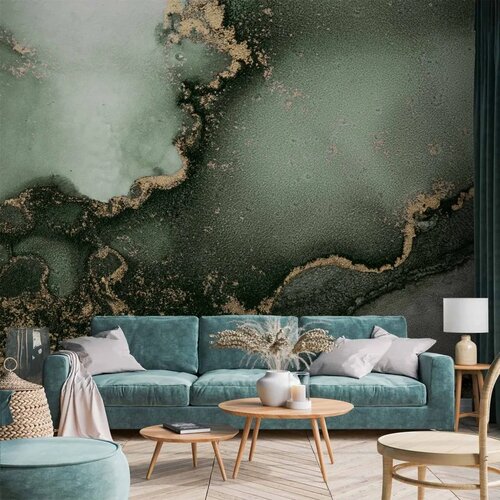  Foto tapeta - Green Watercolour - Abstraction Inspired by Marble Structure 500x350 Standard Cene