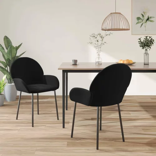  Jedilni stoli 2 kosa črn žamet, (20701291)