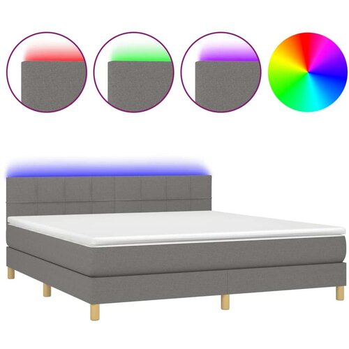  Box spring s madracem LED tamnosivi 180x200 cm tkanina Slike