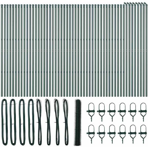 vidaXL Ogrodje s stebri Zelena 1.4 x 100 m Jeklo s PVC premazom, (5000096765) Cene