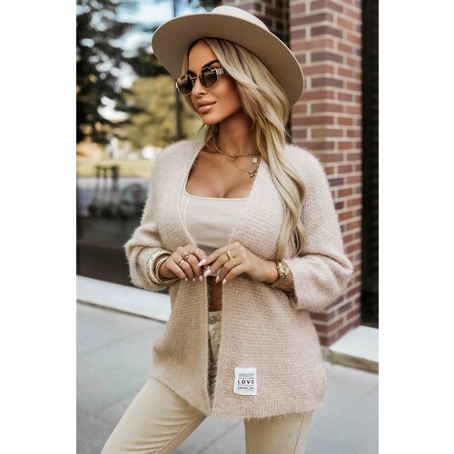 Numoco basic 631-1 Stylish cardigan made of soft sweater knit - beige Slike