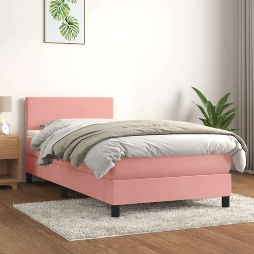 Box spring krevet s madracem ružičasti 100x200 cm baršunasti