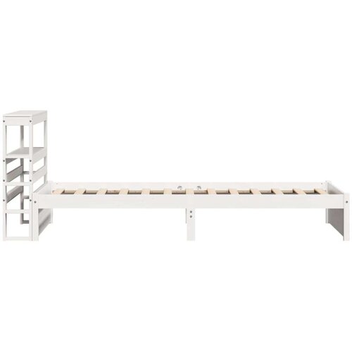  Okvir kreveta s uzglavljem bijeli 75x190 cm od borovine Slike