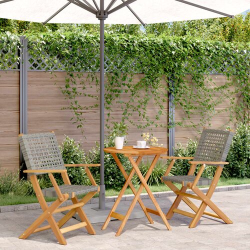 VidaXL 3-dijelni bistro set od poliratana i masivnog drva sivi Slike