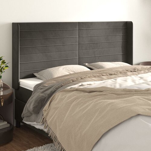 vidaXL Uzglavlje s ušima tamnosivo 183x16x118/128 cm baršunasto Cijene